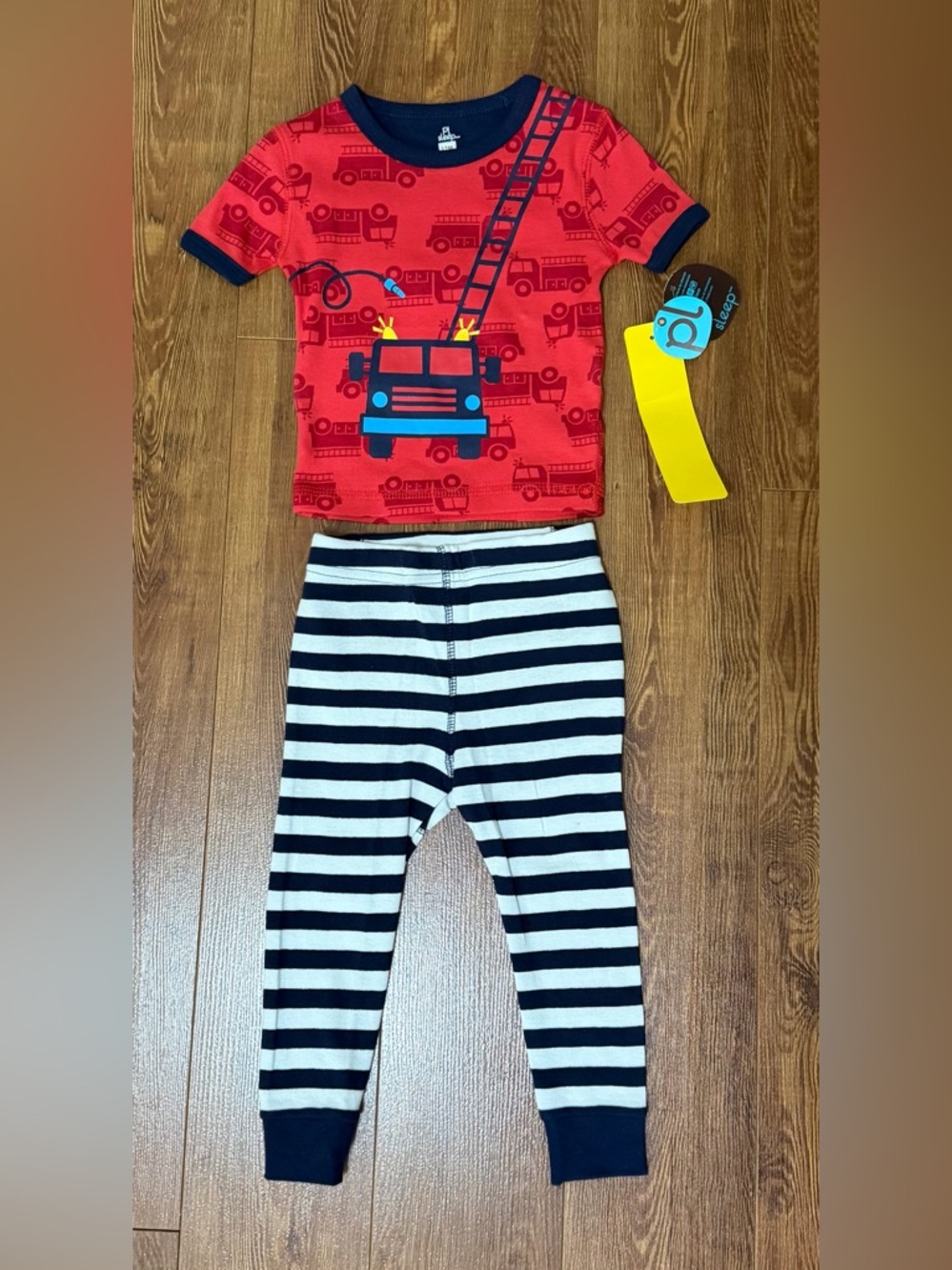 Baby Boy Fire Truck Theme Pajama Set by Petit Lem Sleep- Size 12 month - NWT